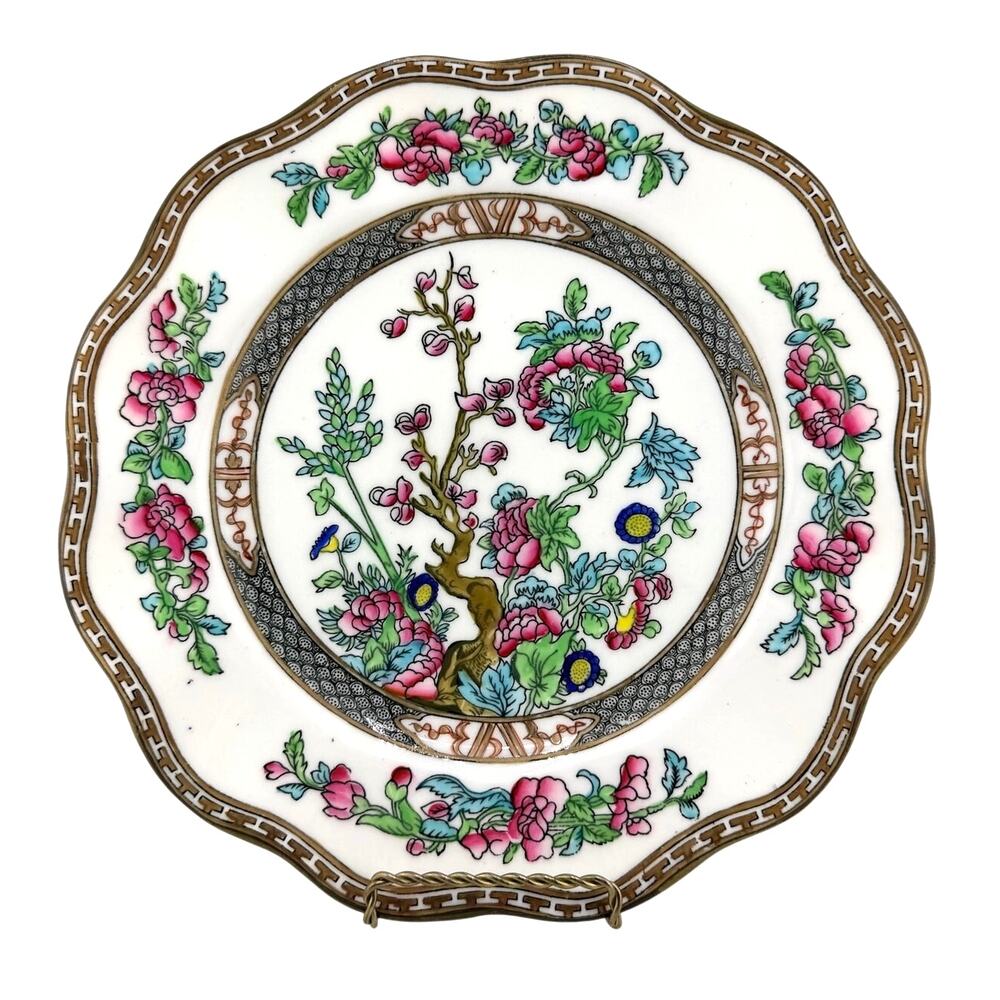 Indian Tree Fine Bone China Coalport England Scalloped Floral 10.5" Dinner Plate